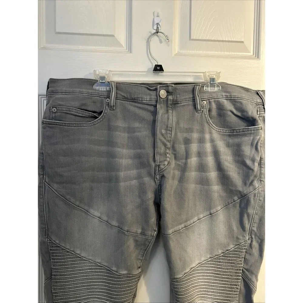 True Religion Rocco Moto DCOM Faded Slate Grey‎ Jeans 40